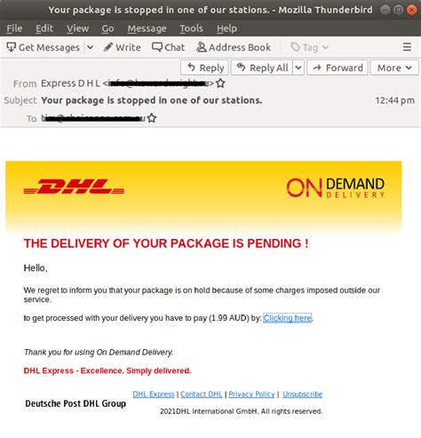 DHL Parcel notification .